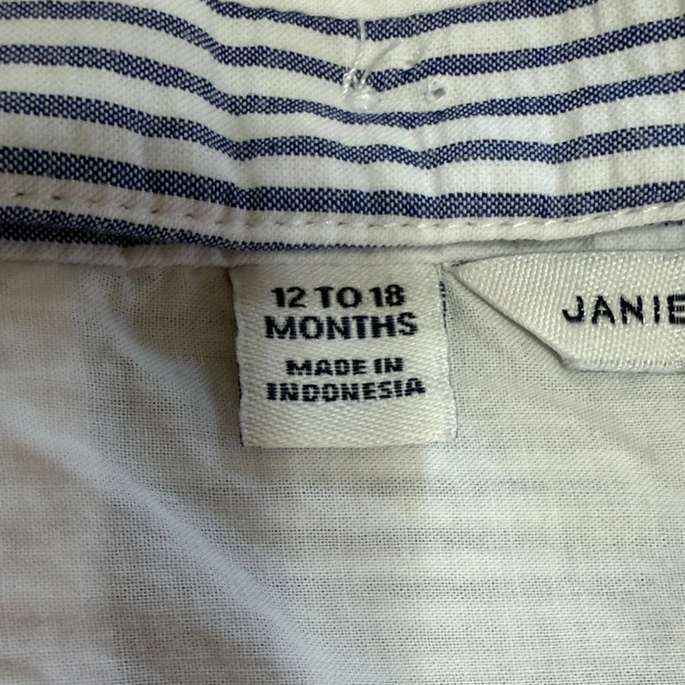 Janie and Jack Blue & White Striped Ruffle Diaper Cover Set